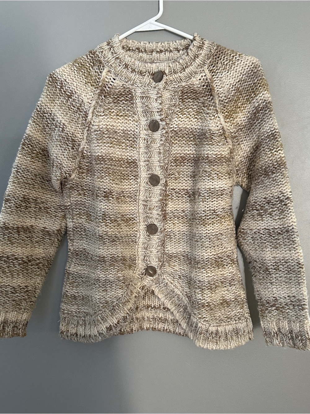 Neutral-Tone Button Front Knit Sweater - Women